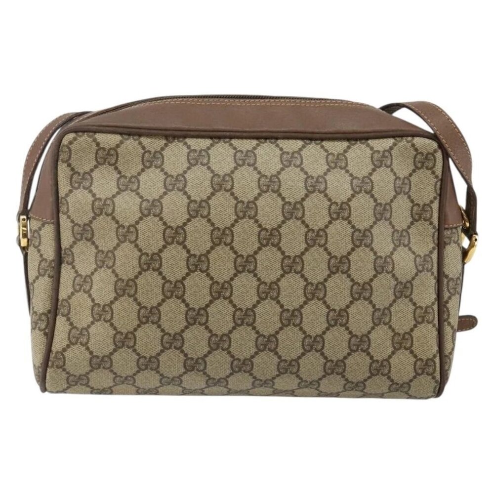 GUCCI GG Supreme Web Sherry Line Shoulder Bag PVC Beige Gold Red Auth bs29489 - Picture 3 of 16